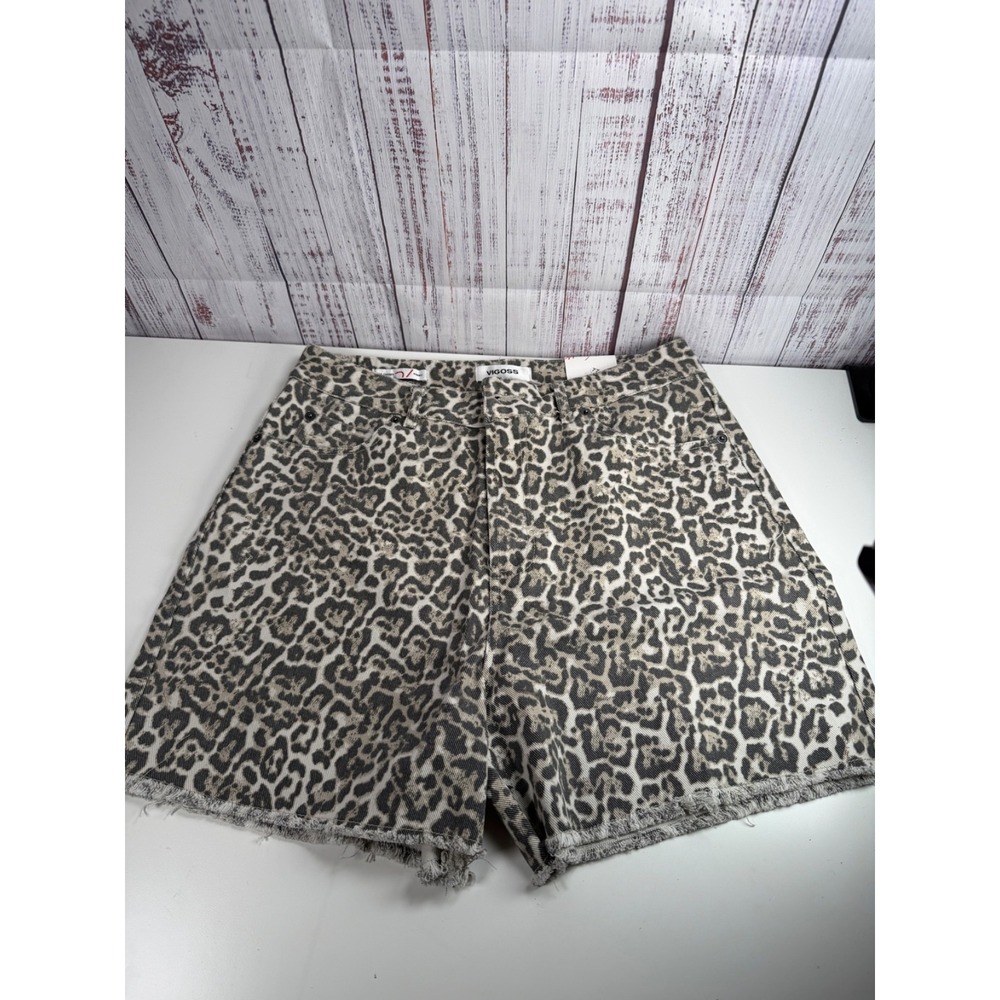 Vigoss Ace Cutoff Shorts Size 29 LEOPARD Print Frayed Hem Denim